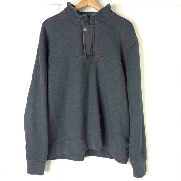 Orvis Sweatshirt Mens XXL Gray Fleece 1/4 Zip Pullover Long Sleeves Sweater Mock